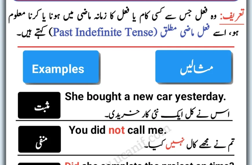 Past Indefinite Tense in Urdu