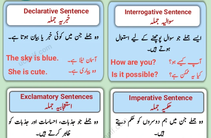 types of sentences in urdu
